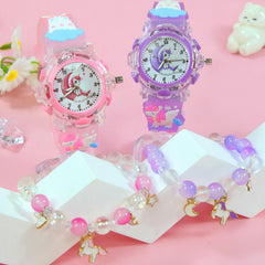 2pcs Unicorn Quartz Watch Set European American Sweet Style LED Night Light