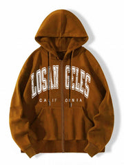 Graphic Casual Sports Hooded Sweatshirt Zipper Drawstring Hoodie