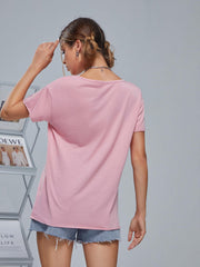 Cat Graphic Casual Tee Round Neck Summer Top Women's Shirts