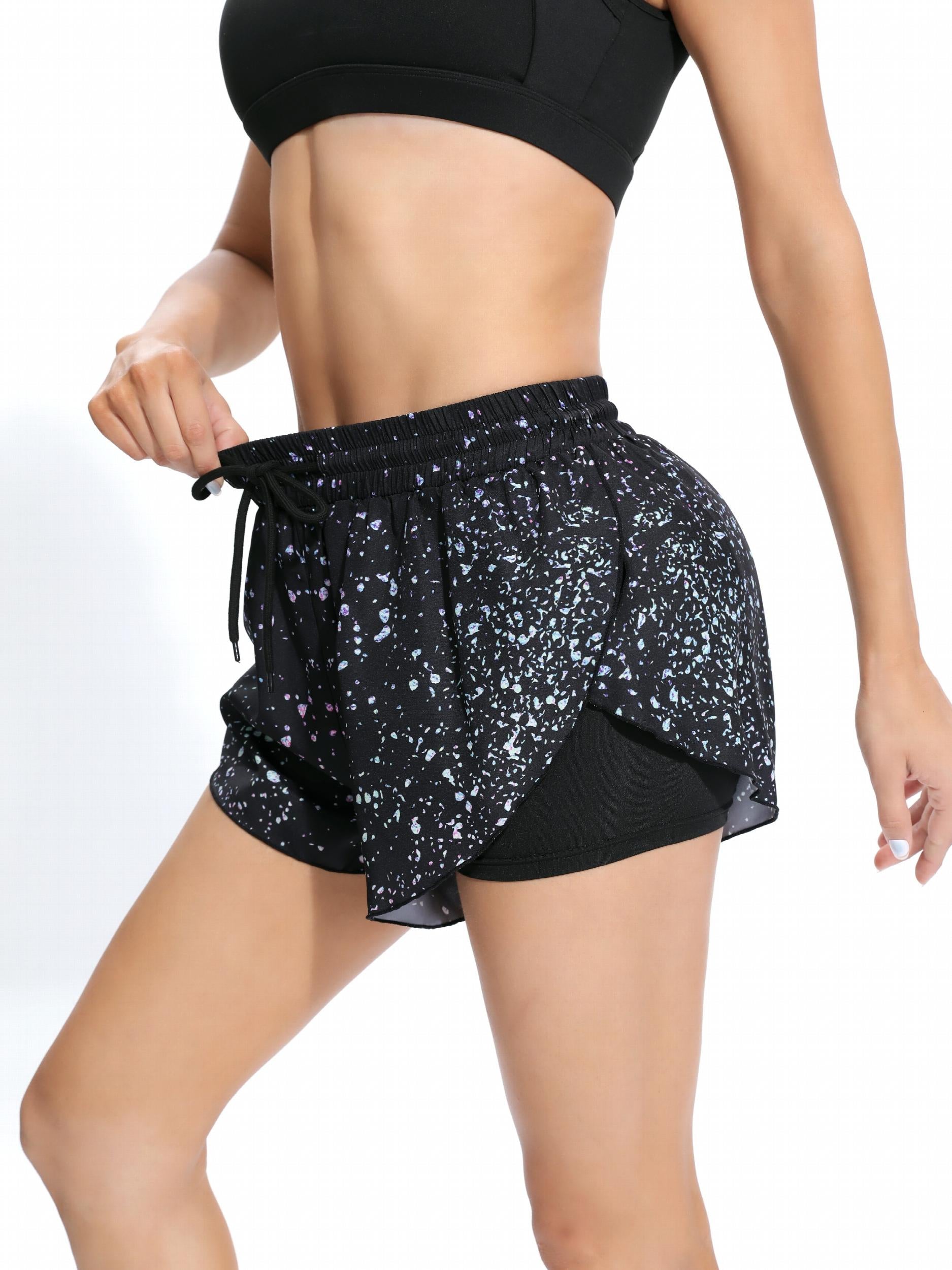 Splatter Print High Stretch Fitness Sports Short