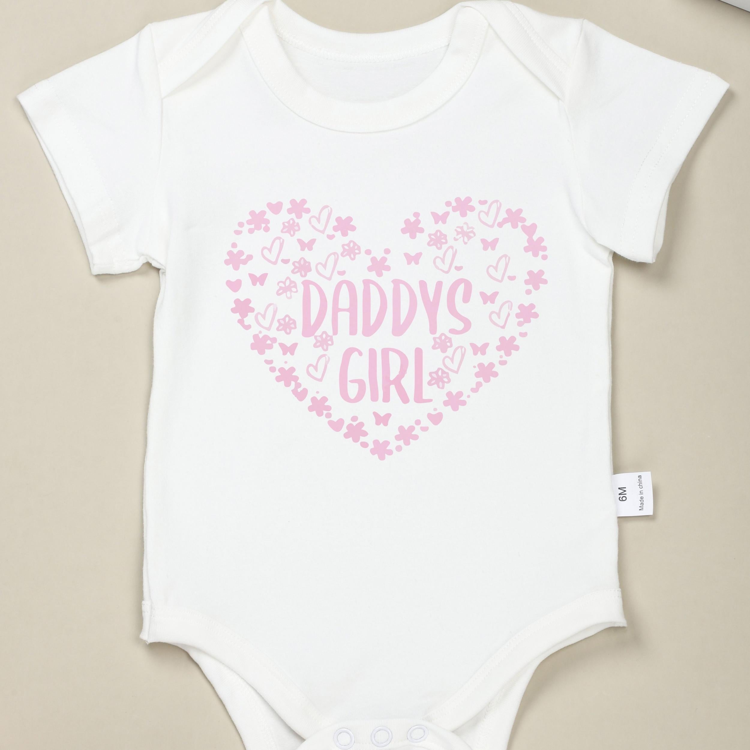 Baby Girls Daddy s Girl Heart Print Short Sleeve Cotton Onesie