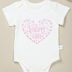 Baby Girls Daddy s Girl Heart Print Short Sleeve Cotton Onesie
