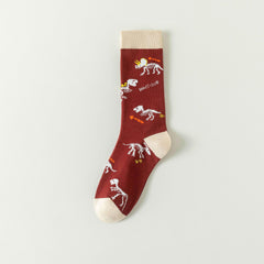 Dino Print Mid Tube Socks Women's Stockings