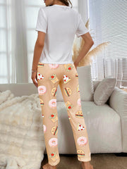 Cartoon Food Print Pajama Set Women's Sleepwear