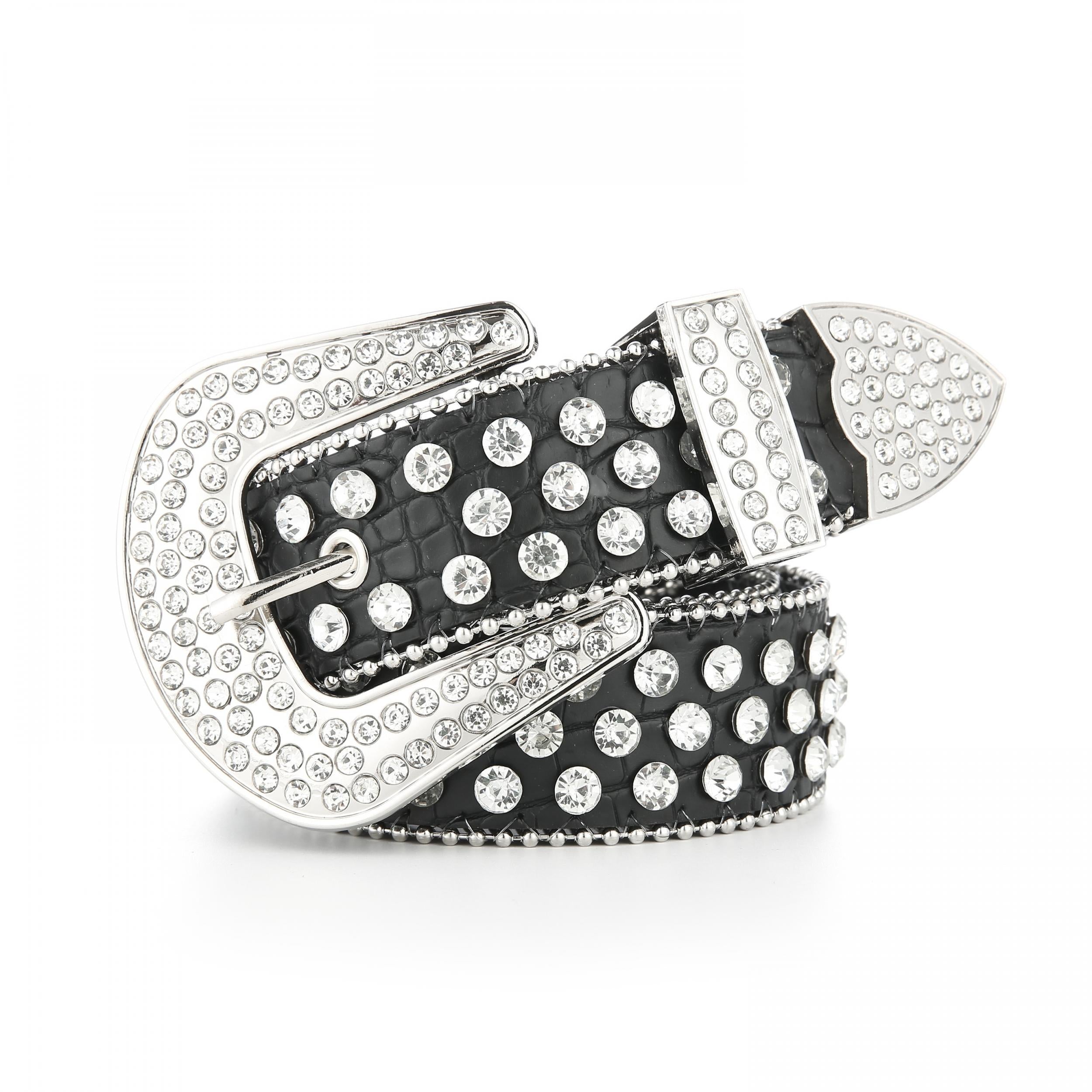 Y2K Rhinestone Decor PU Belt Sparkly Punk Cowboy Cowgirl Belt