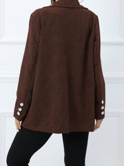 Corduroy Slim Blazer Coat Casual Solid Long Sleeve Loose Fall Winter Blazer