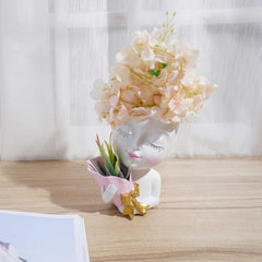 Resin Face Vase With Drain Nursery Room Decor