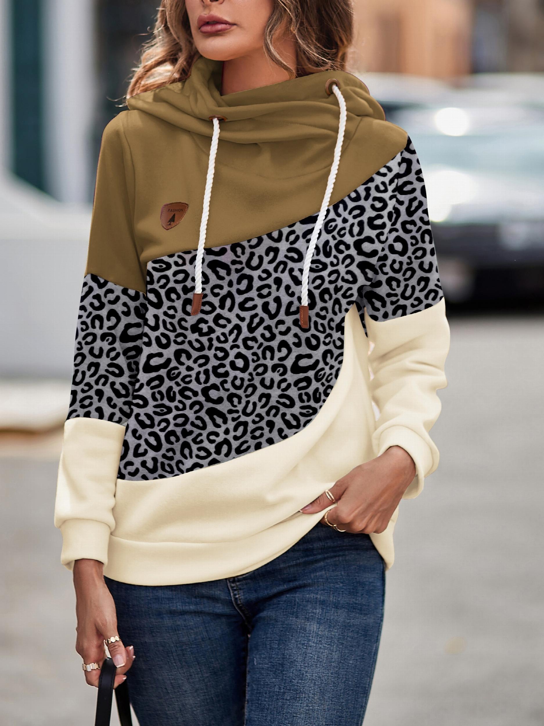 Camo Print Block Hoodies with Drawstring