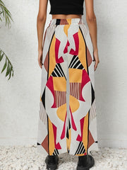 Geo Print Wide Leg Pants High Waist Loose Casual Pants