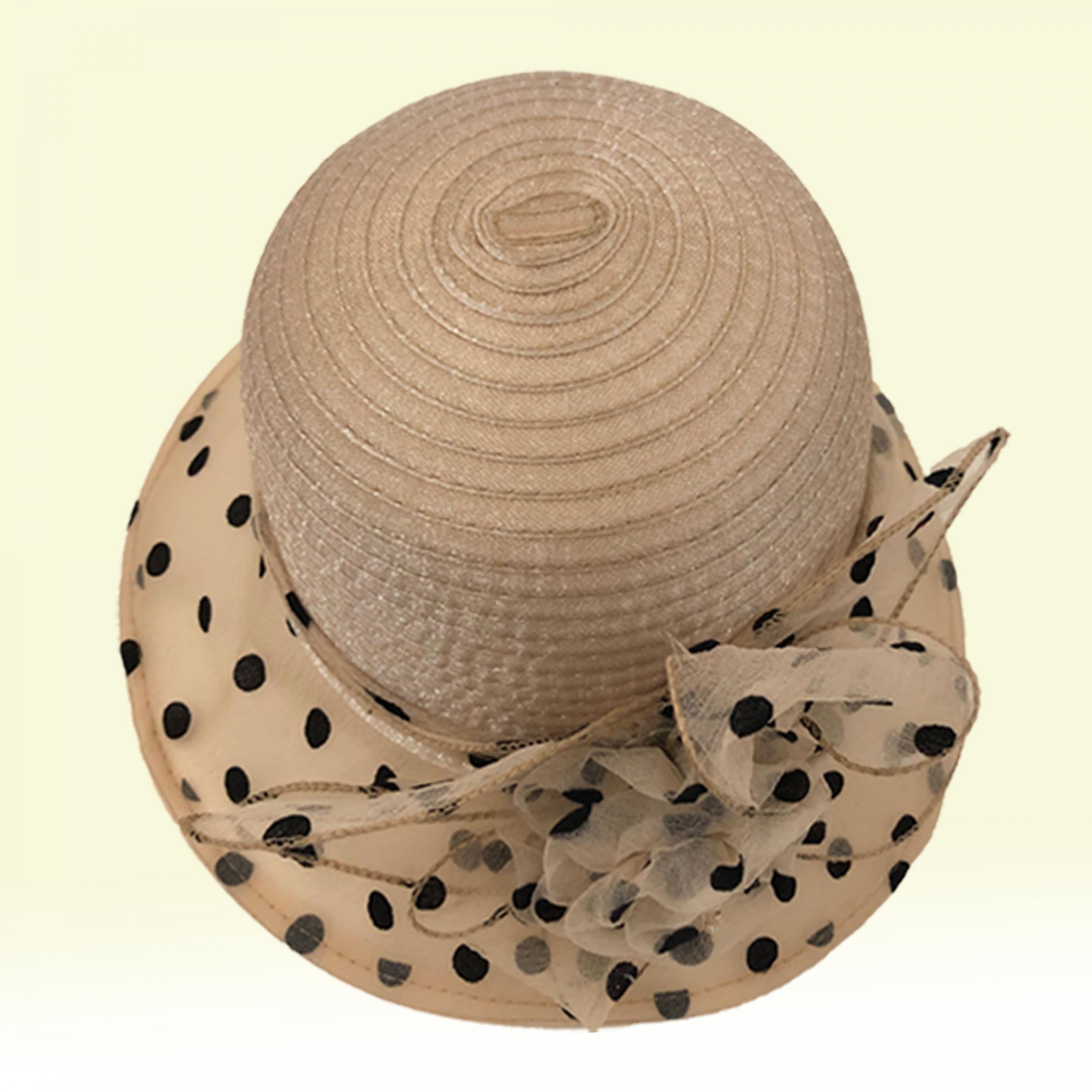 Polka Dot Stitching Bucket Hat Sun Hat Organza Derby Hat Lightweight