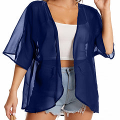Casual Cover Up Women's Plus Short Sleeve Cardigan