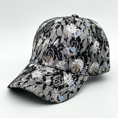 Glitter Floral Embroidery Baseball Cap Lace Breathable Dad Hats For Women