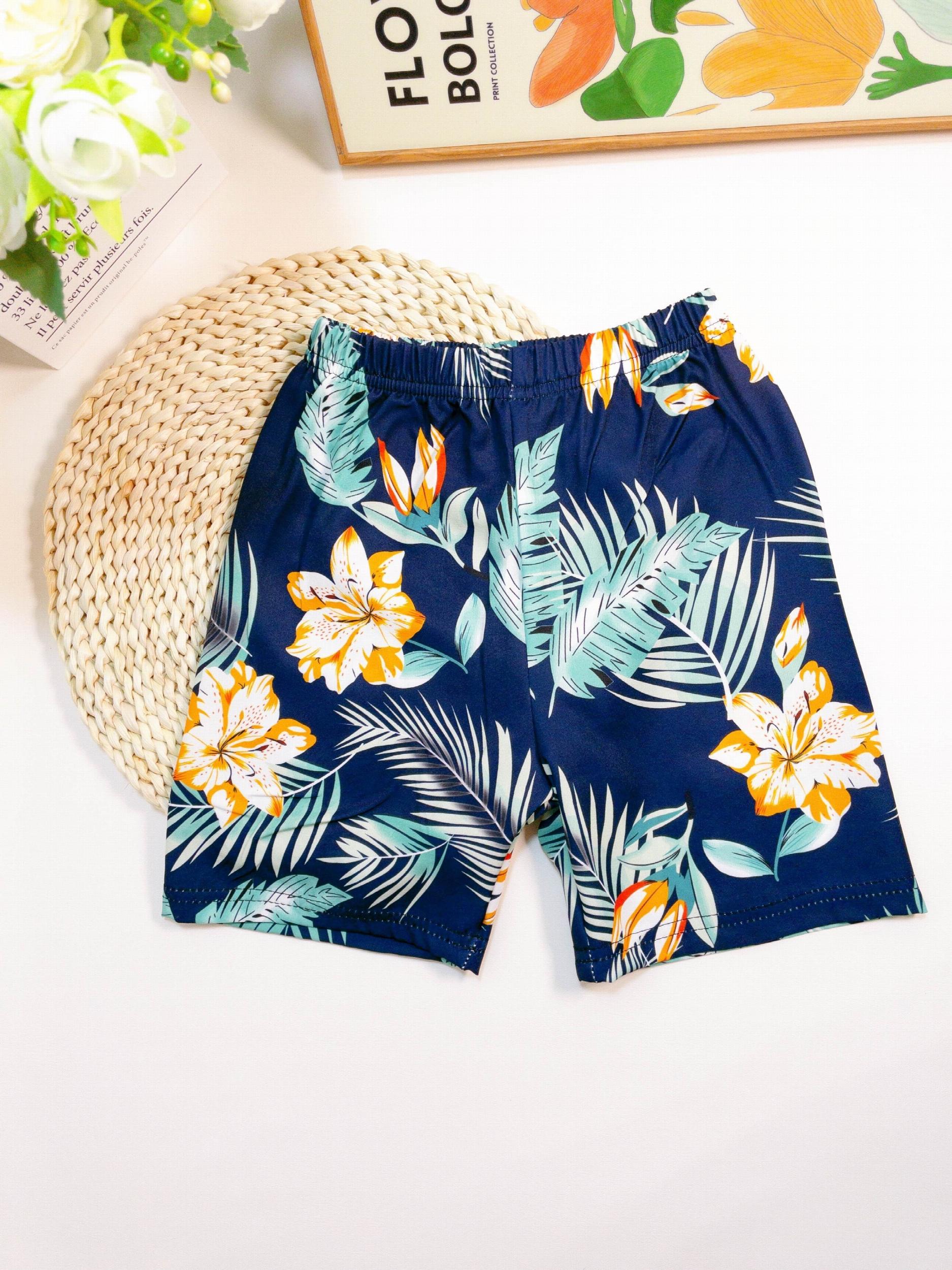 Boys Tropical Leaves Flower Shorts Swim Trunks