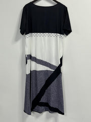 Geometric Print Colorblock Dress with Pockets