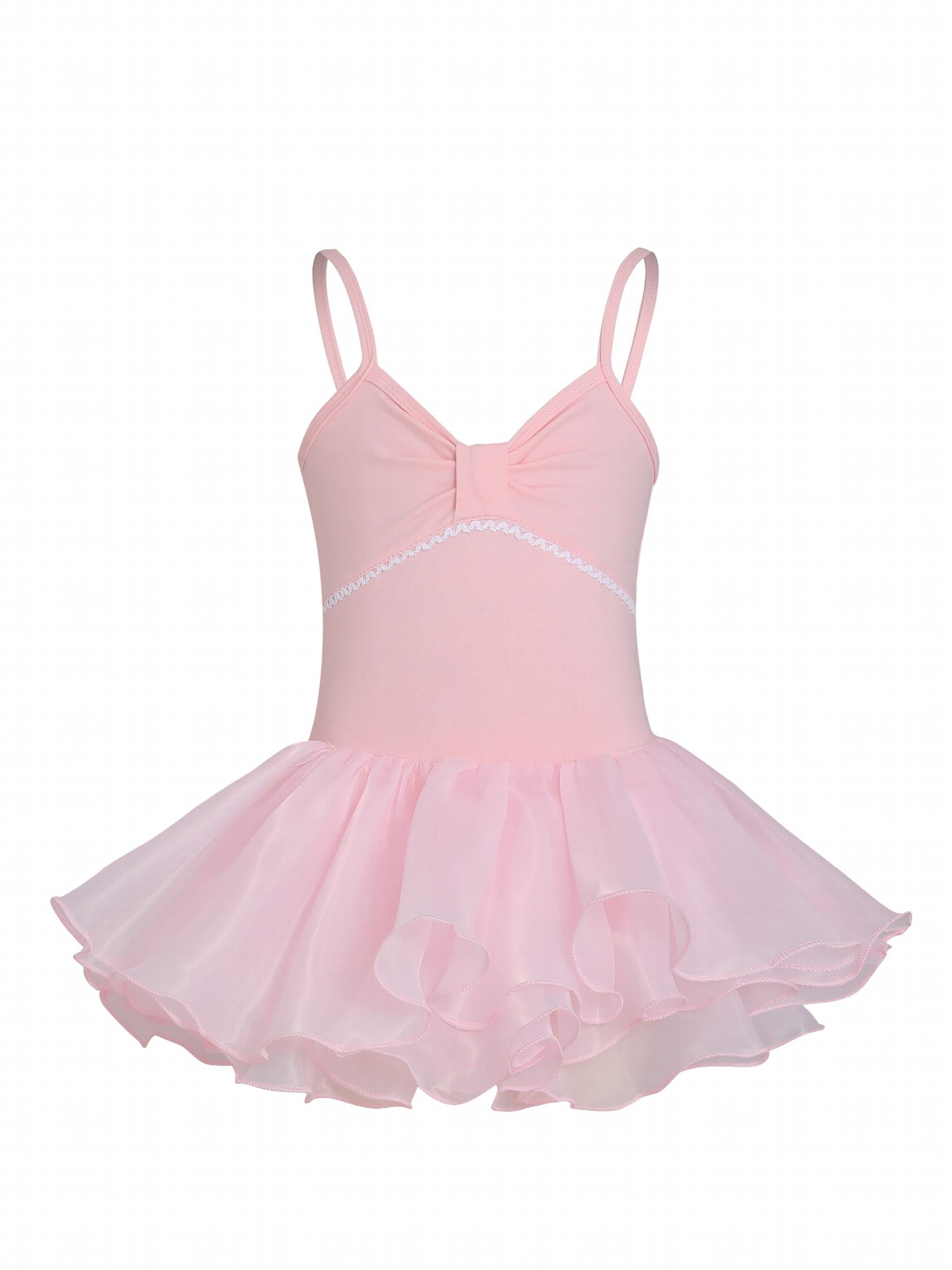 Girls Bow Tutu Patchwork Cami Dress Ballet Dance Leotard