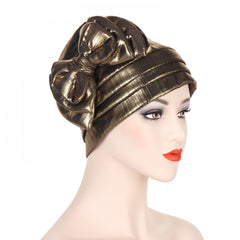 Bowknot Bright Elastic Turban Cap Headscarf Glitter Head Wraps