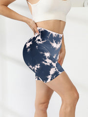 Tie Dye Yoga Workout Shorts High Waist Athletic Running Sports Shorts