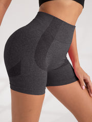 Women's Seamless Hip Lifting Yoga Sports Shorts Wide Waistband Workout Biker Sho
