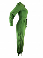 Solid Button Front Jumpsuit Long Sleeve Collared Women's Clothing
