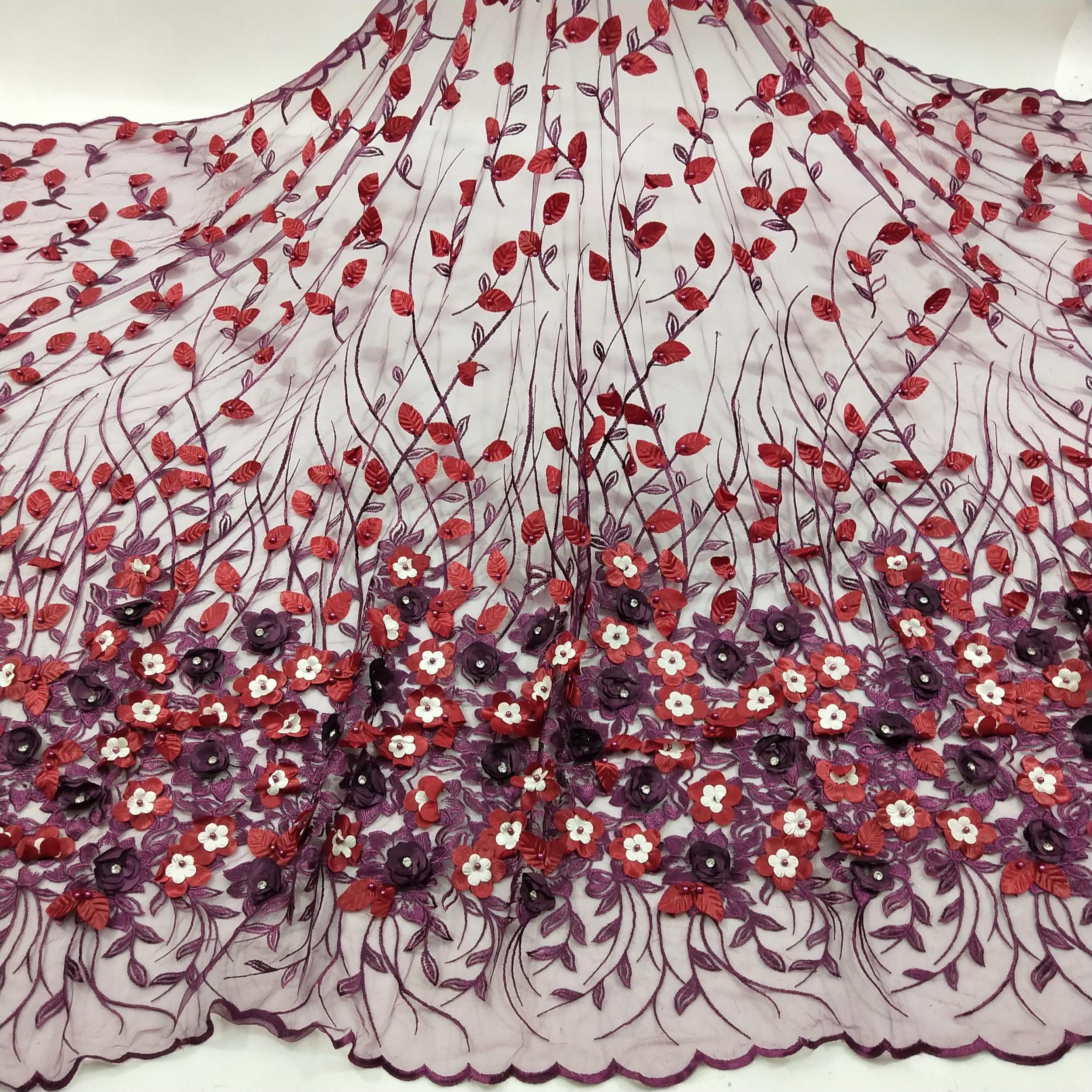 1pc Florals Rhinestones Lace Applique Pearls Embroidery Couture Net Lace Fabrics