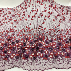 1pc Florals Rhinestones Lace Applique Pearls Embroidery Couture Net Lace Fabrics