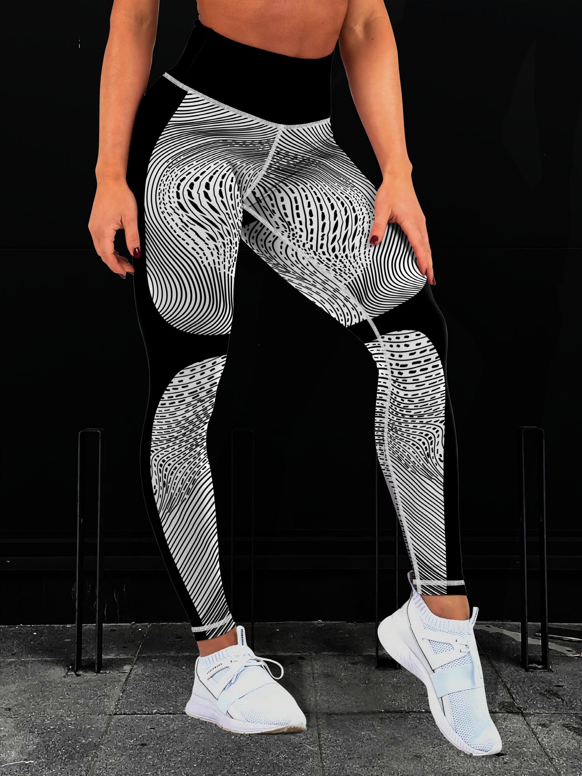 Block Print High Waist Yoga Pants