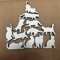 12pcs Wooden Cat Desktop Stacking Game Toys Adult Building Blocks