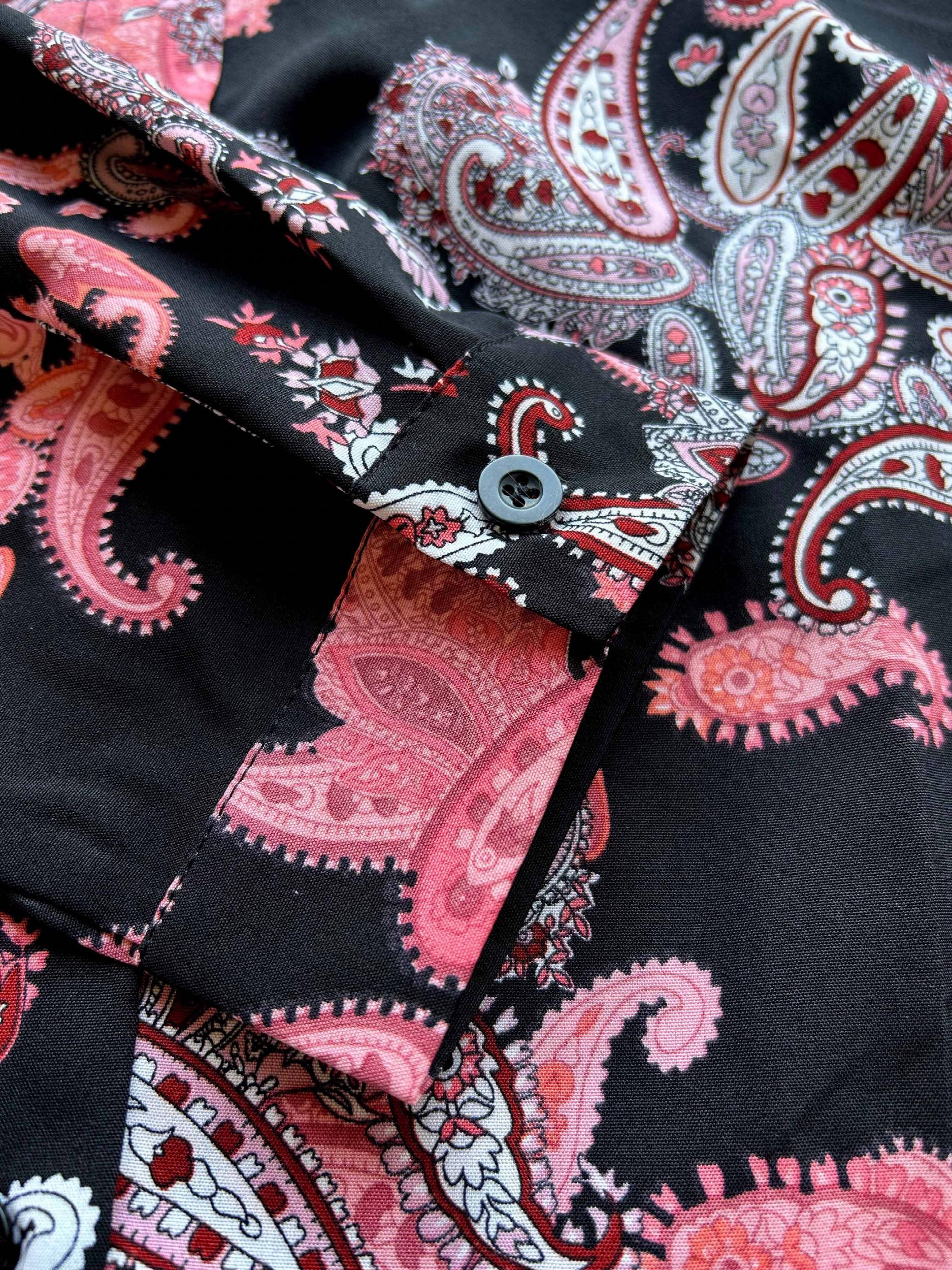 Women's Plus Paisley Floral Print Long Sleeve Boho Blouse