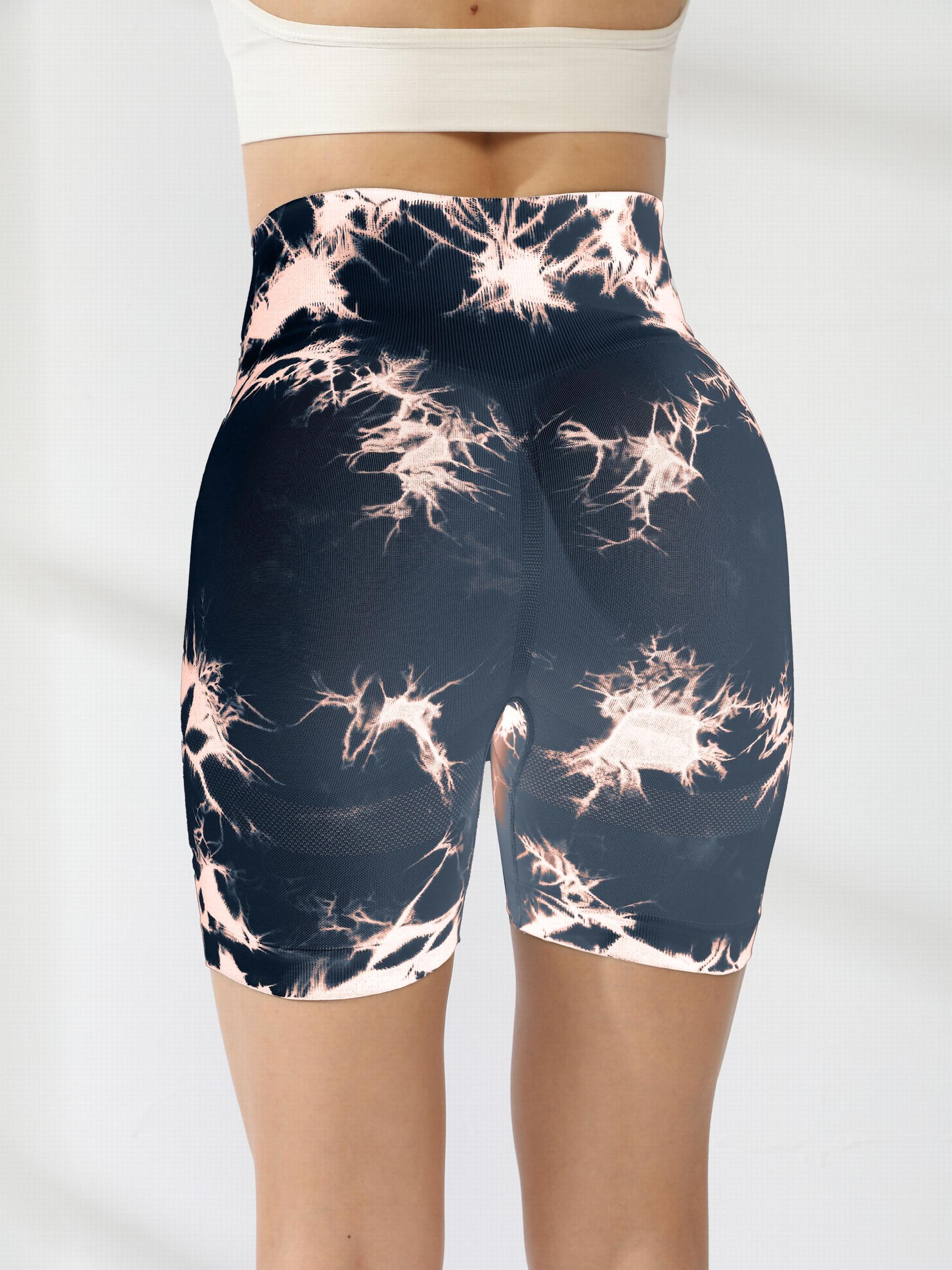 High Waist Tie Dye Yoga Shorts for Women