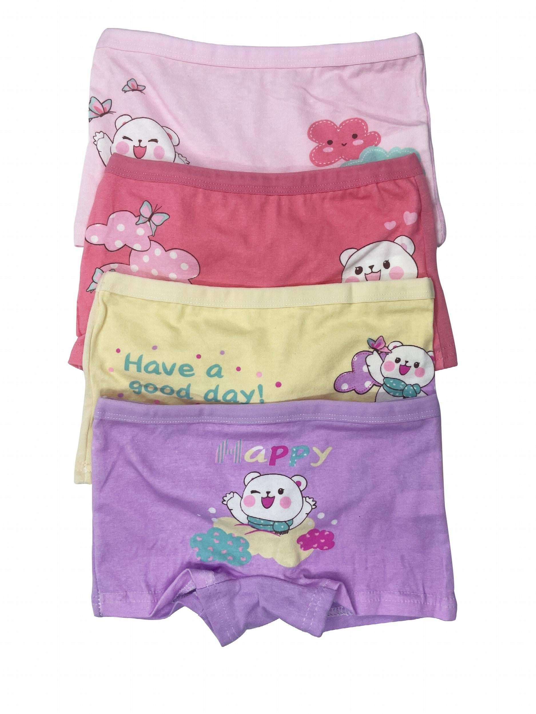 4pcs Girl's Bear Boxer Briefs Cotton Underwear Kid's Underpants