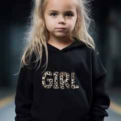 Cartoon Leopard Hoodie & Pants Set, Girl's Sporty Clothes