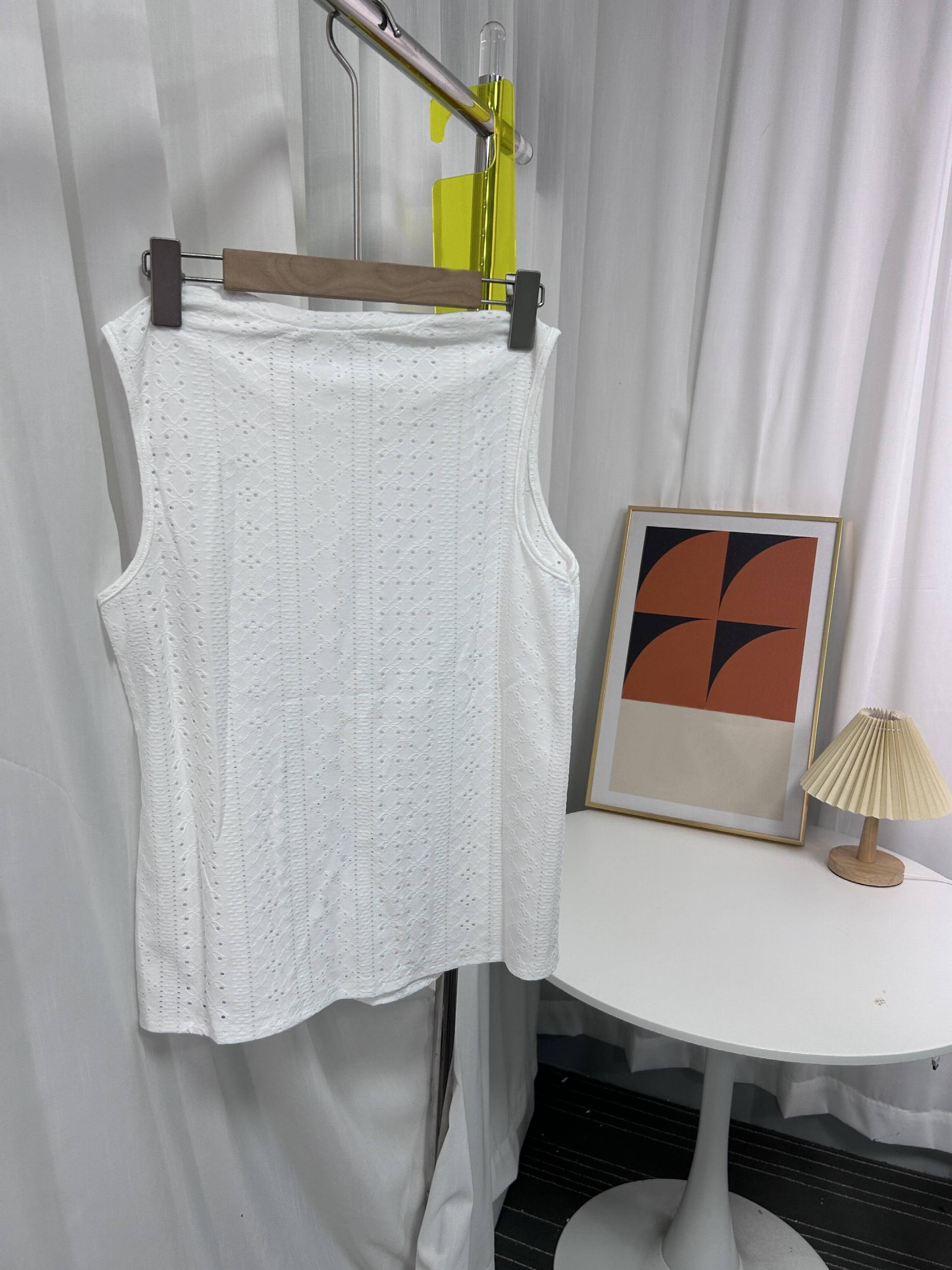 Eyelet Tank Top Sleeveless Crew Neck Summer Top