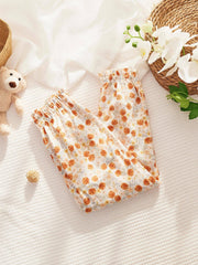 Tulip Floral Print Jogger For Girls Elastic Waist Casual Sweatpants