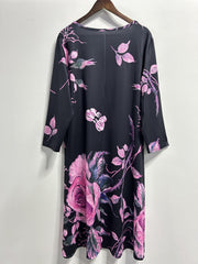 Women's Plus Floral Print V-Neck Stretch Dress