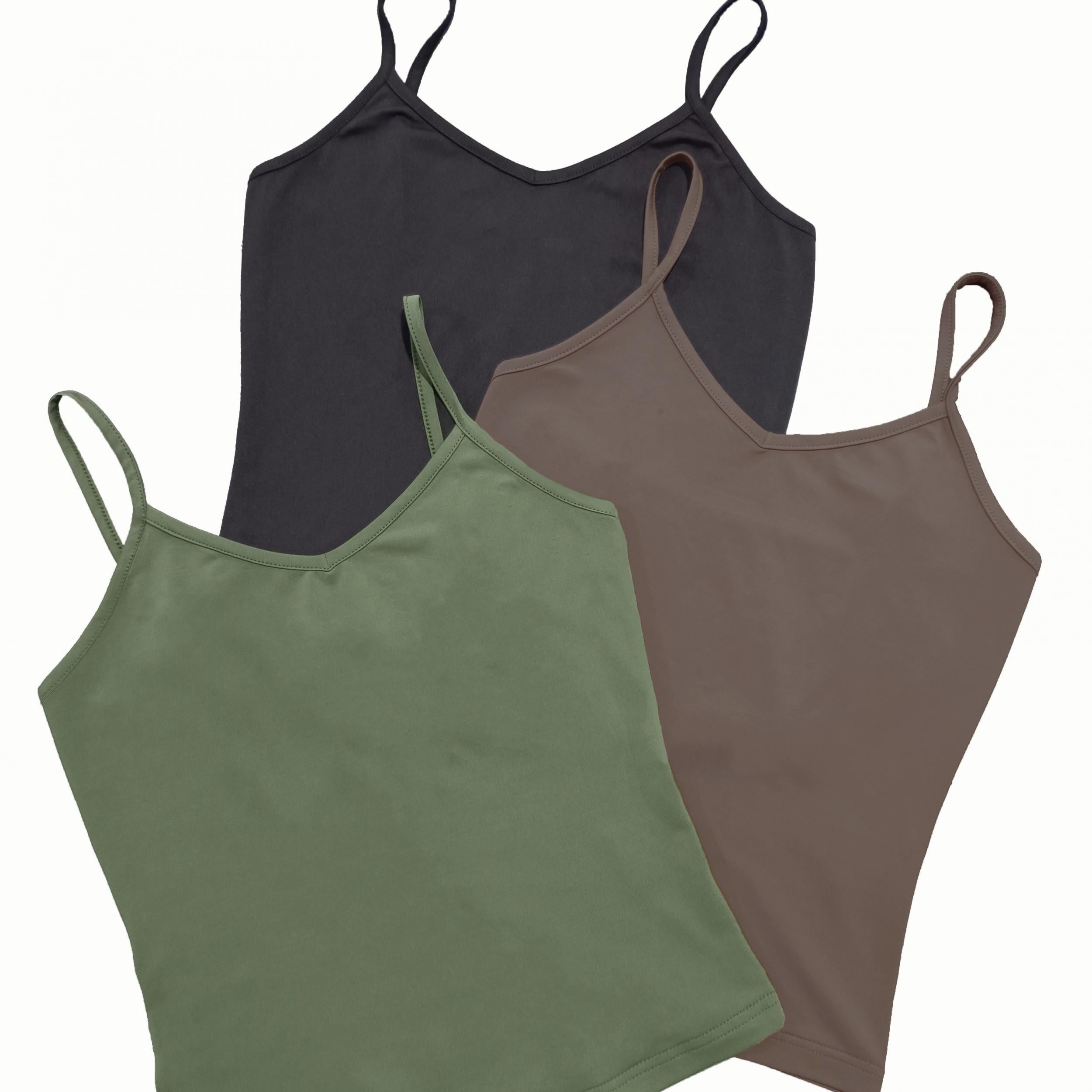 Solid Cami Top 3 Pack Sexy V Neck Summer Sleeveless Cami Top Women's Clothing