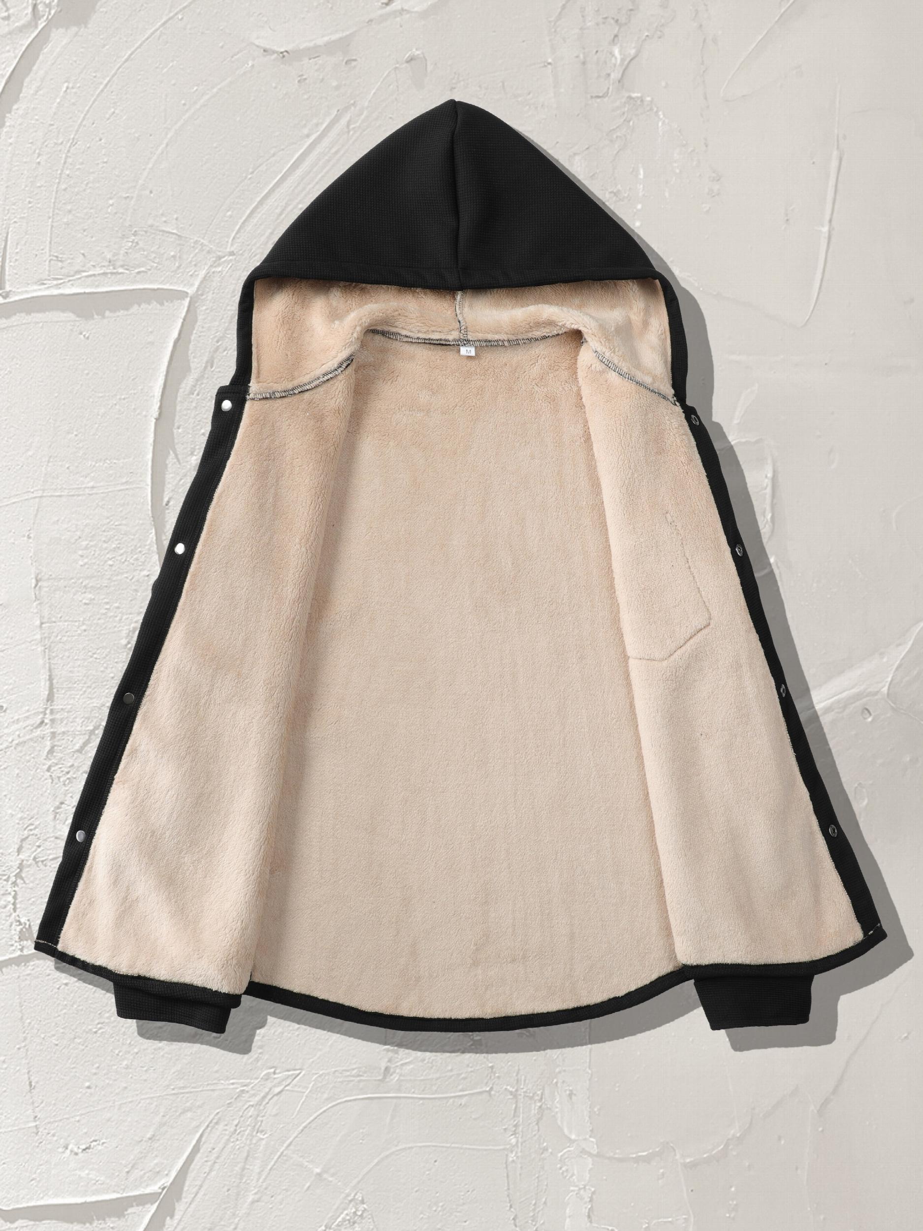 Men's Warm Fleece Hooded Jacket - Casual Medium Stretch Coat