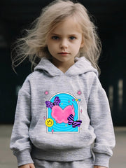 Butterfly Happy Face Long Sleeve Hooded Sweatshirt Girls