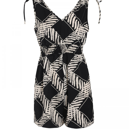 Striped Knotted Rompers Casual V Neck Sleeveless Rompers Women