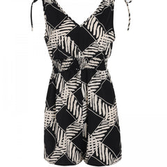 Striped Knotted Rompers Casual V Neck Sleeveless Rompers Women