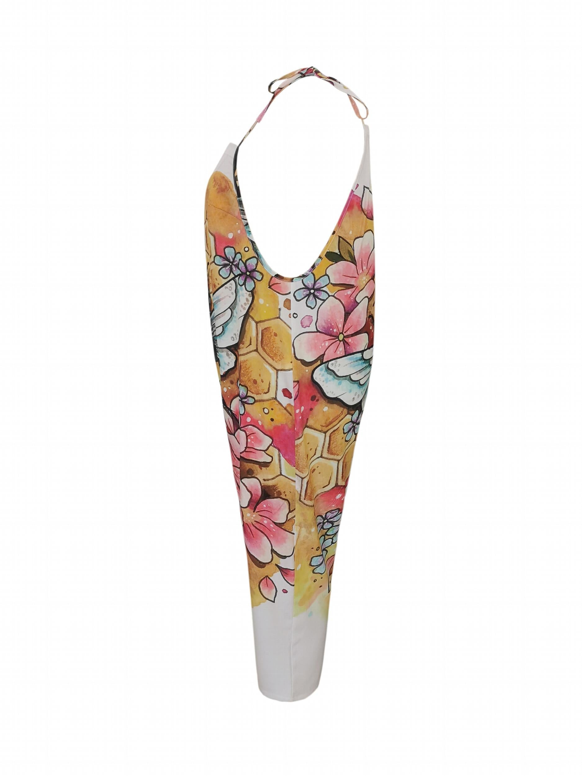Bee & Floral Print Cami Jumpsuit