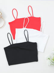 3pcs Solid Crop Cami Top Set for Women