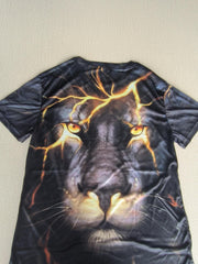 Men's 3D Lion Print T-shirt Crew Neck Tee
