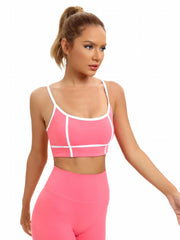 Contrast Binding Cami Sports Bra Stitching Yoga Workout Bra