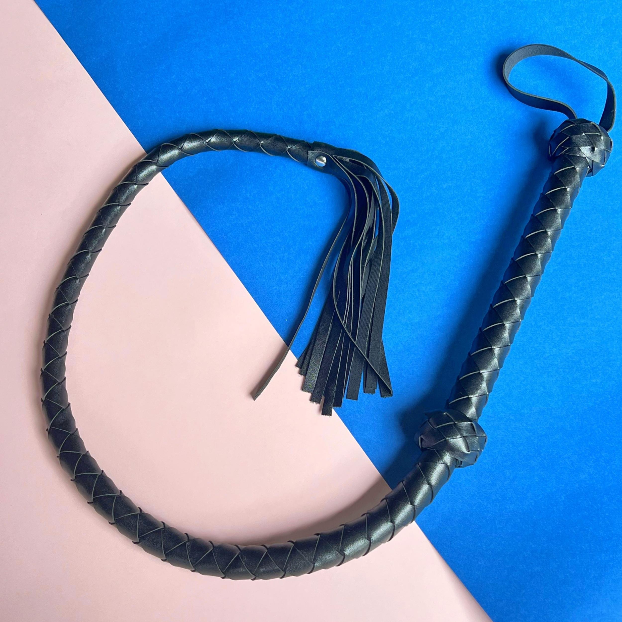91IN Long Horse Whip PU Material with Nail Leather Equestrian Prop
