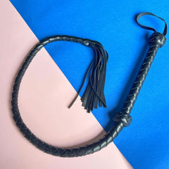91IN Long Horse Whip PU Material with Nail Leather Equestrian Prop