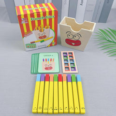 Wooden Pretend Play Food Set Hamburger Fries & Sandwich Kitchen Role Play Toys