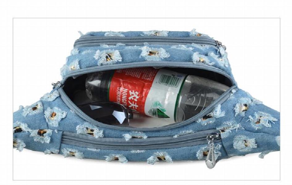 Lace Denim Waist Pack Female Fanny Pack Lady's Belt Women Travel Messenger Chest