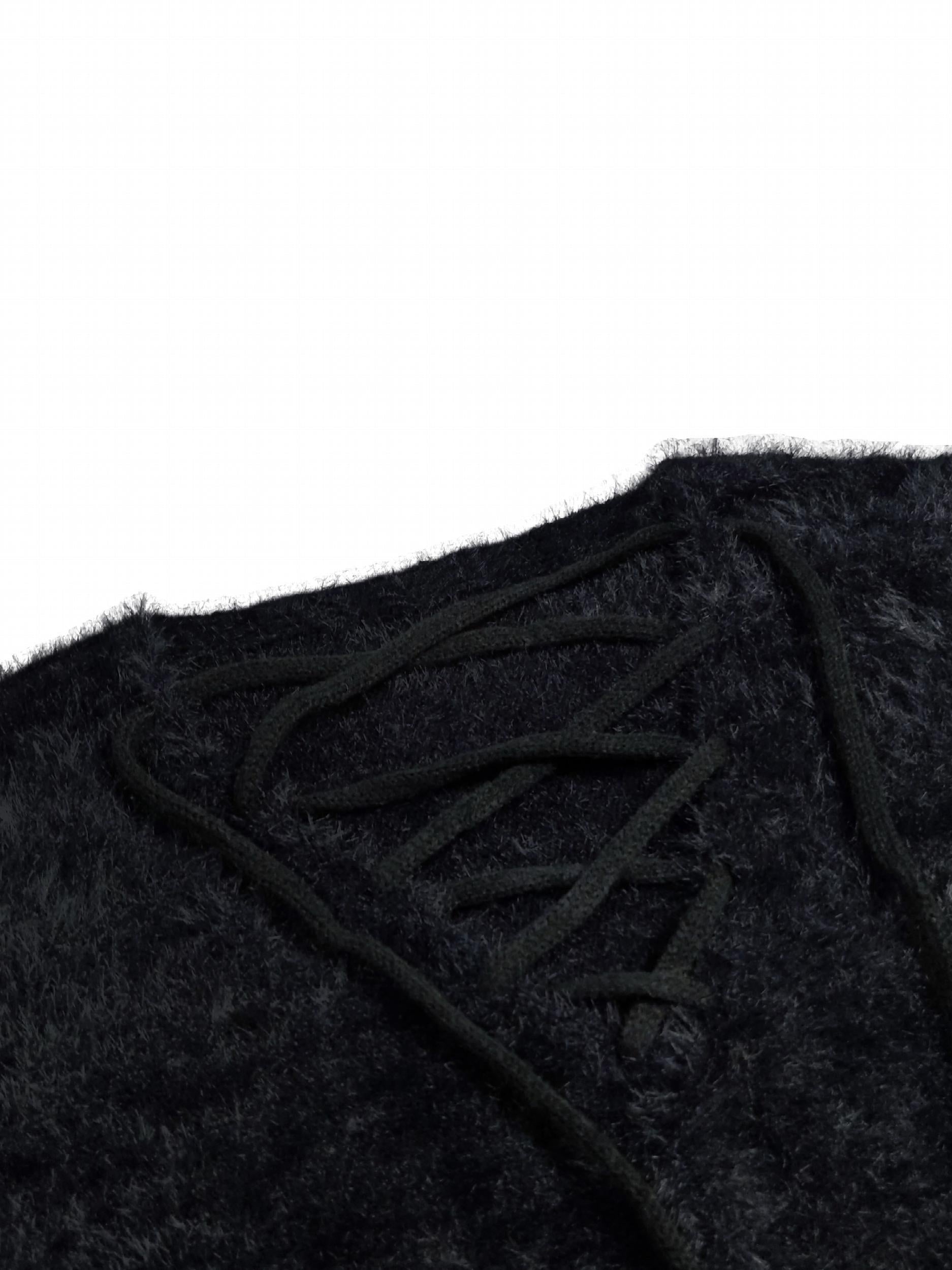 Solid Eyelash Bat Sleeve Lace Up Jumper