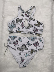Butterfly Print Cut Out One Piece Swimsuit