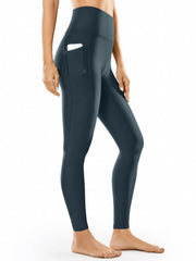 Fleece Lined Yoga Pants High Waist Side Pockets Women's Activewear